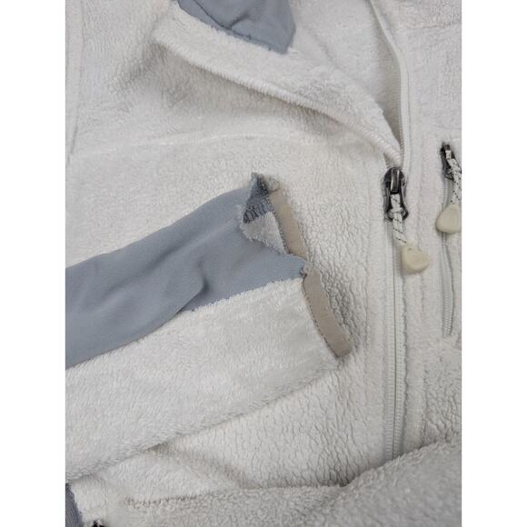 Mountain Hardware Jacket Women Small Gray White Fleece Fuzzy Full Zip Chore - Picture 7 of 9